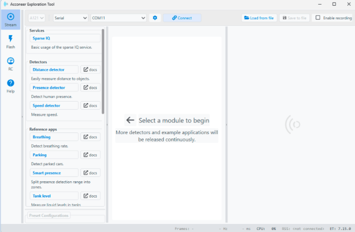 Main window, Exploration tool - in Radar Sensor article