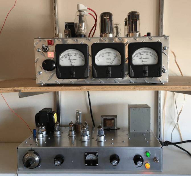 Complete radio with amplifier inside the professor's electronics den