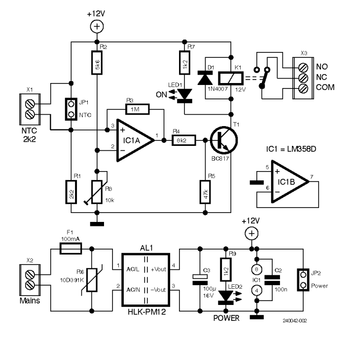 Schematic diagram of the analog thermostat