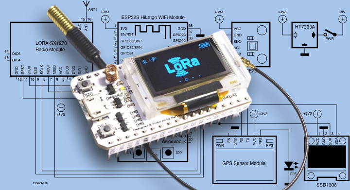 Meshtastic Demo Project superimposed over its schematic diagram