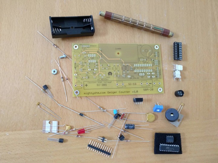 MightyOhm geiger counter kit electronic parts