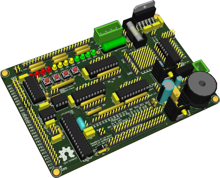 KiCad 3D rendering of board