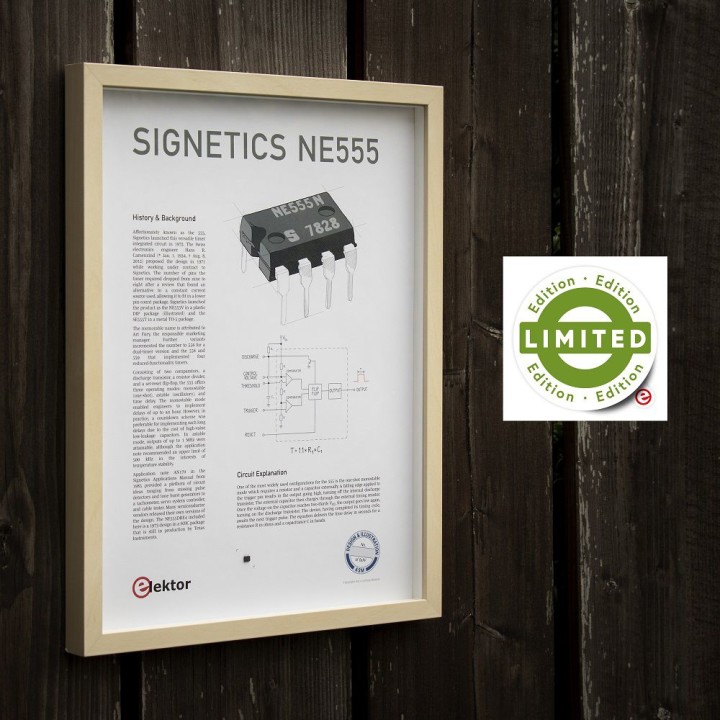Signetics NE555 Retro Electro Print with SOIC Device