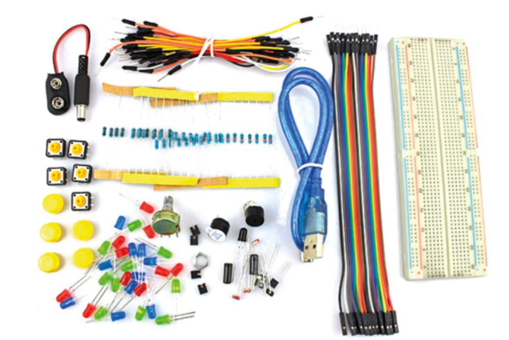 supplied parts in the experimenting kit