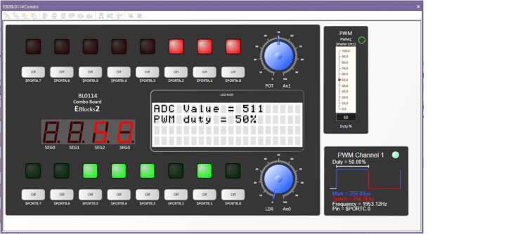 Flowcode hardware simulation screen