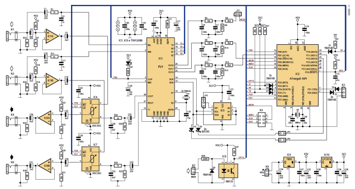 Schematic diagram of the main board. Sound effects unit