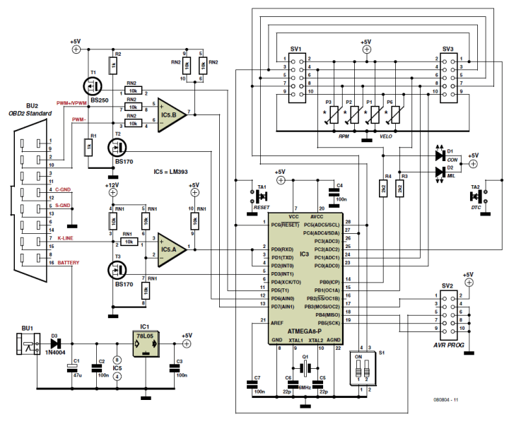 MiniSim OBD Simulator circuit