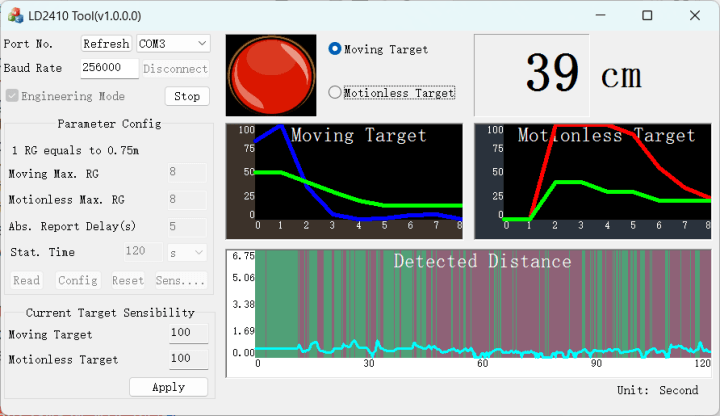 Use LD2410 Tool to configure the radar