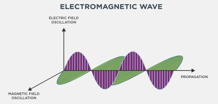 The magnetic and electric fields of an electromagnetic wave