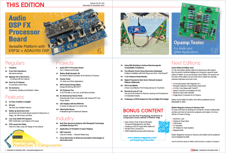 Elektor Nov/Dec 2024 TOC - prototyping and production