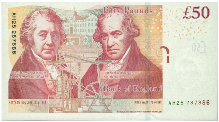 James Watt on a 50 pound bank note