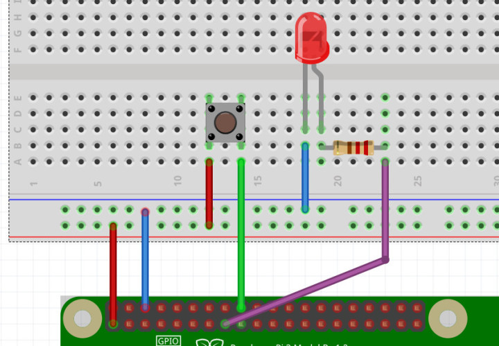 Wiring diagram to connect the switch and LED