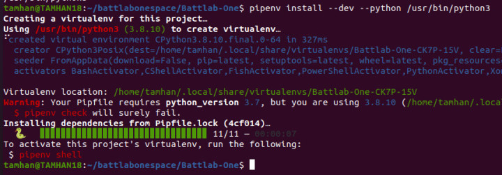 PipEnv error message.