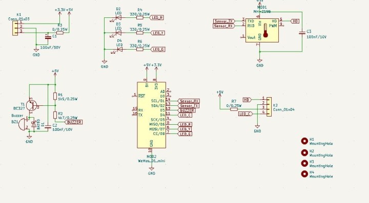 KiCad circuit diagram of the CO2 meter.