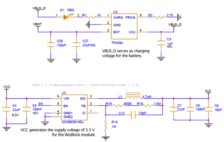 Continued: Power Supply of RAK19007. (Extract from the circuit diagram of the base board, Source: RAKwireless)