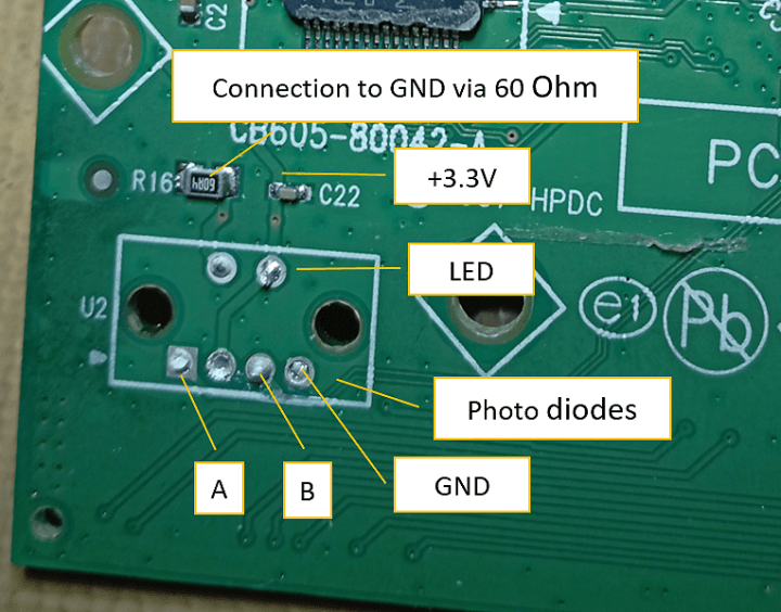 PID Control article: Backside of a printer PCB (sliding carriage)