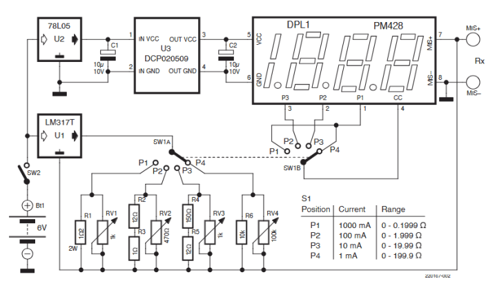 Milliohm meter circuit