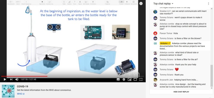 Arduino community members learn about ReaMima DIY ventilator