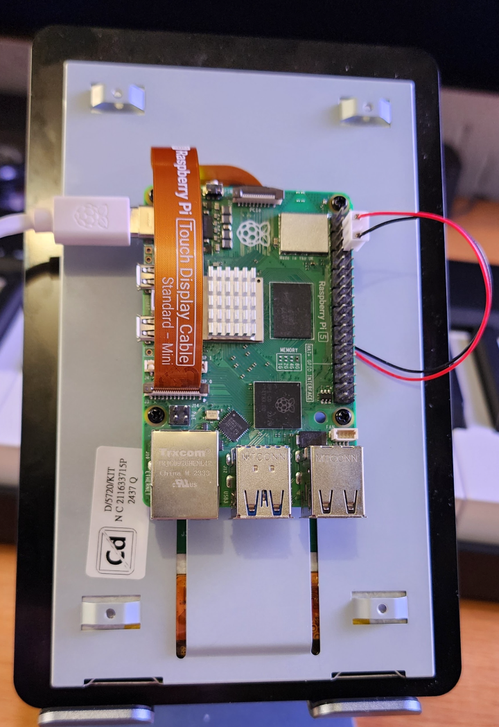 Rear view of Raspberry Pi Touch Display 2 with Raspberry Pi 5 mounted.