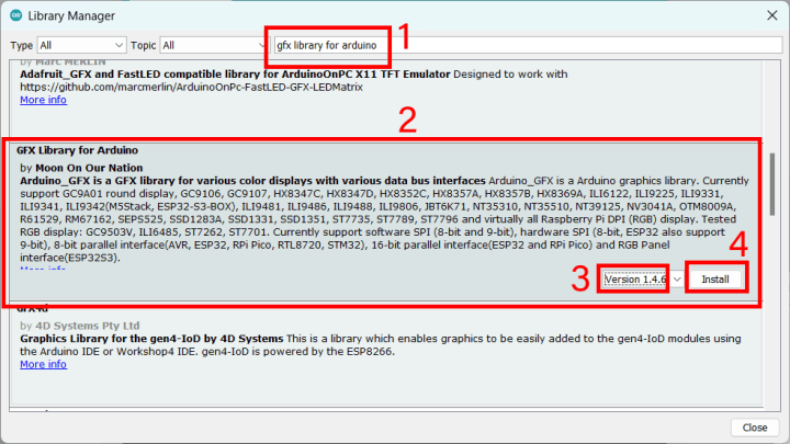 Arduino ide gfx library 1-4-6