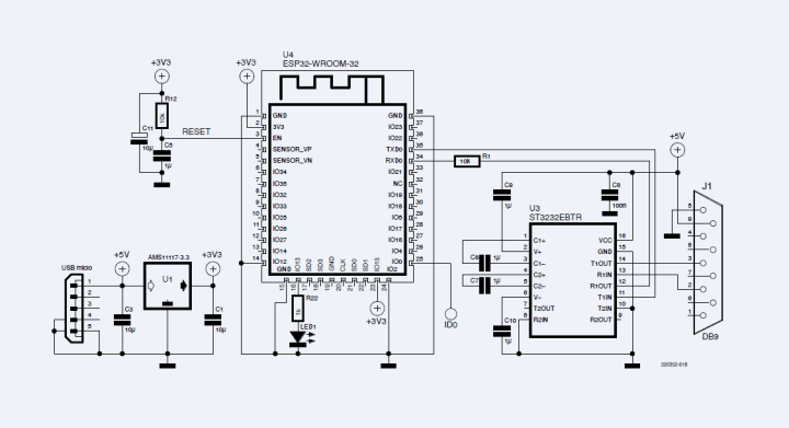 Circuit diagram ESP32-RS-232 dongle