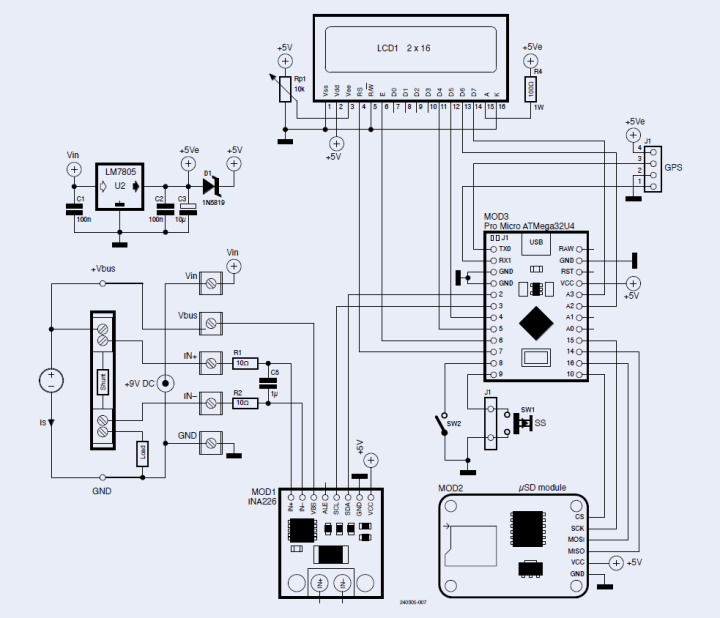 Figure 7: The system wiring diagram - Mesure de la consommation des véhicules électriques