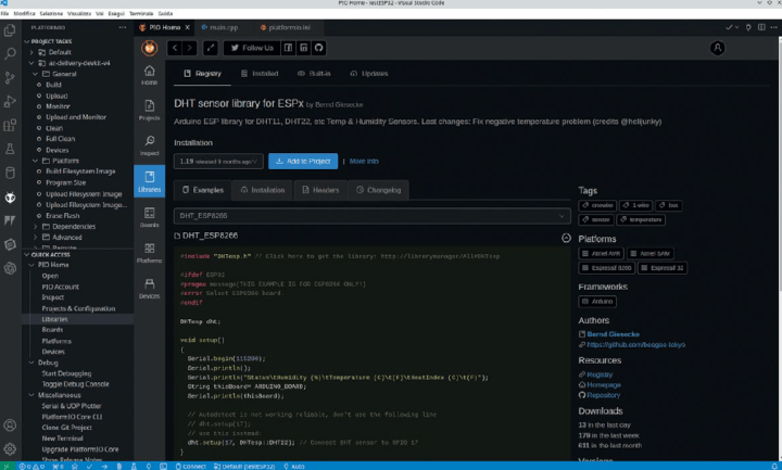 Figure 14: Page of the DHT sensor library for ESPx by Bernd Giesecke.