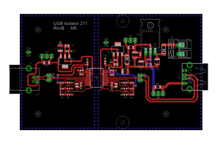 PCB layout for the circuit