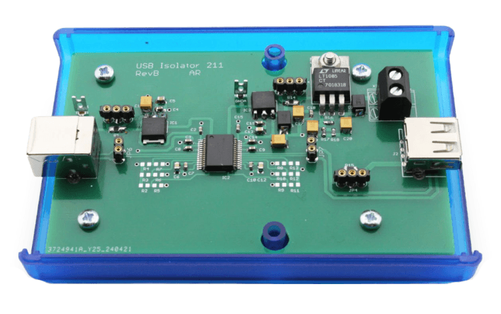 Assembled circuit board in its housing