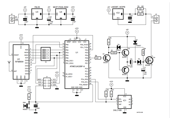 Circuit diagram of the receiver. LED Light Controller