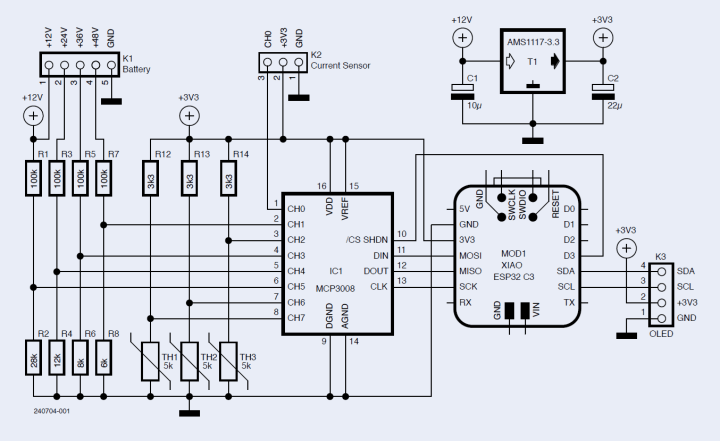 PbMonitor battery-monitoring system schematic