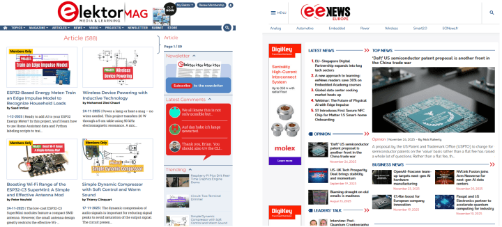 Elektor Mag and eeNews Europe websites