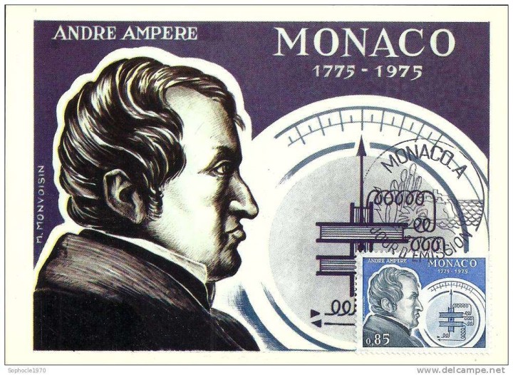 André-Marie Ampère on a stamp from Monaco
