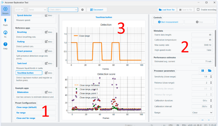 Three main sections in the Exploration Tool.