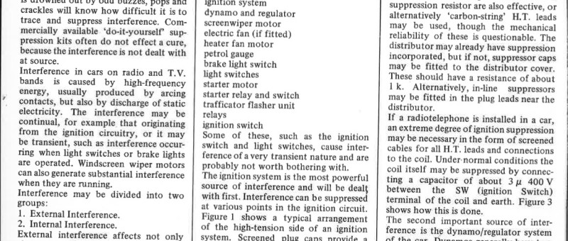 interference suppression in cars