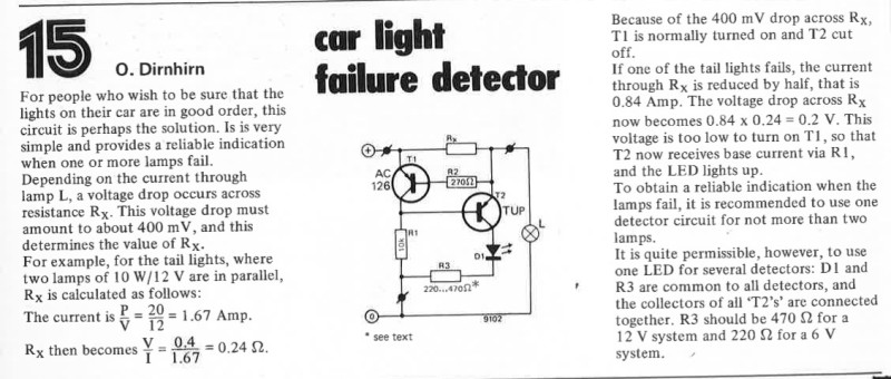 car lights failure detector