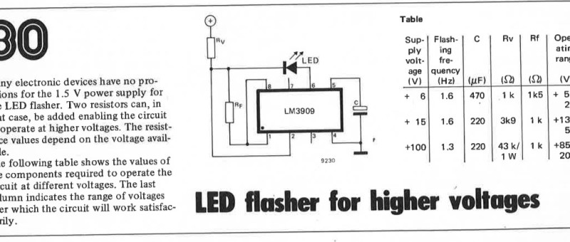 flasher, LED, for higher voltages