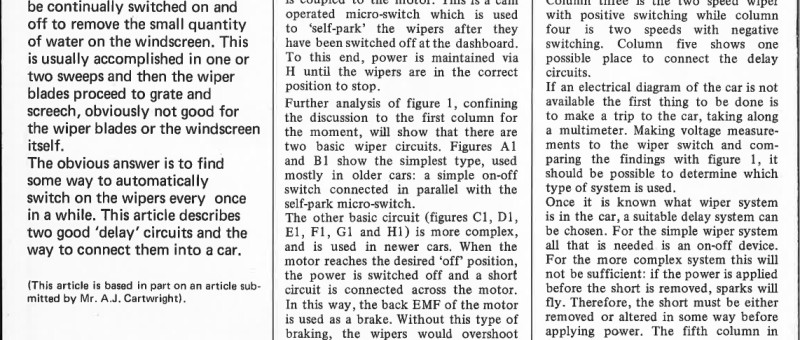 windscreen wiper delay circuits and how to install them