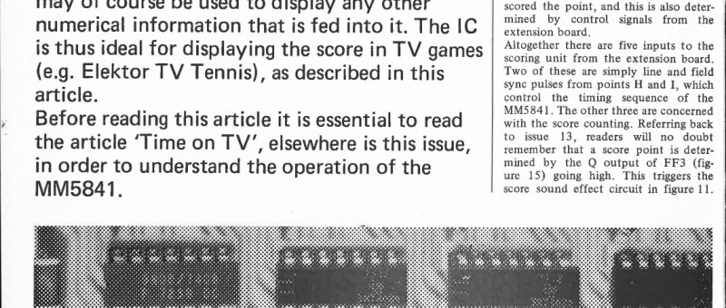 score on screen for TV games (TV tennis)