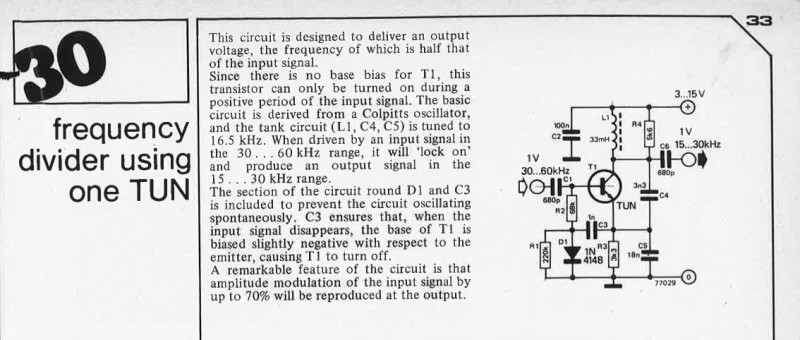 frequency divider using one TUN