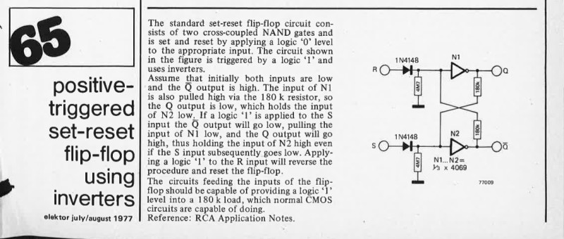 positive-triggered set-reset flip-flop using inverters