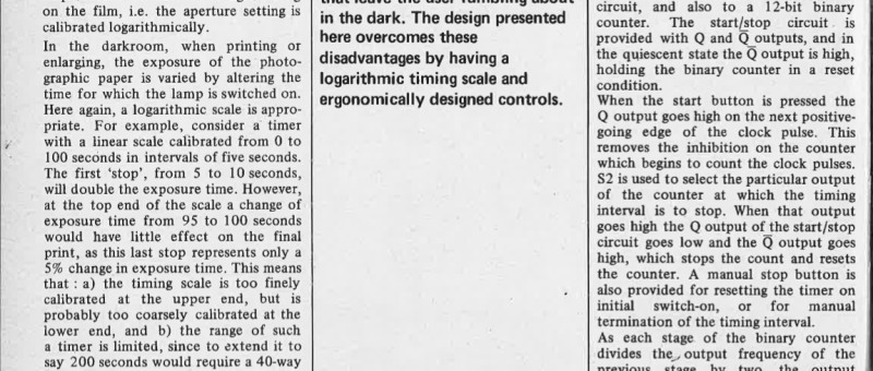 logarithmic darkroom timer