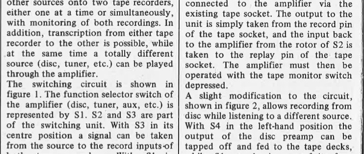 monitor switching for two tape decks
