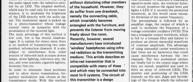 infra-red stereo transmitter