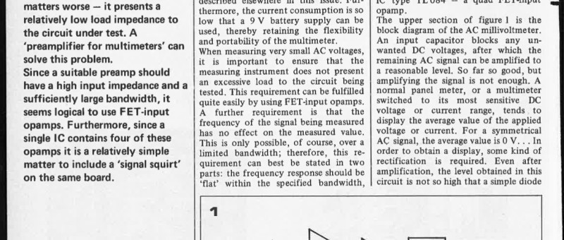 AC millivoltmeter and signal squirt