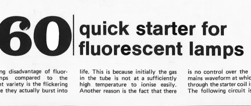 quick starter for fluorescent lamps
