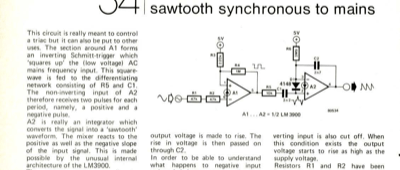 sawtooth synchronous to mains