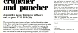 Software cruncher and puncher - disassembie Junior Computer software and program 2716 EPROMs