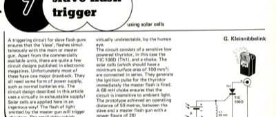 Slave flash trigger - using solar cells