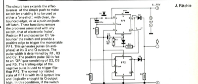 Pushbutton interface - combined debounce and latch fuction